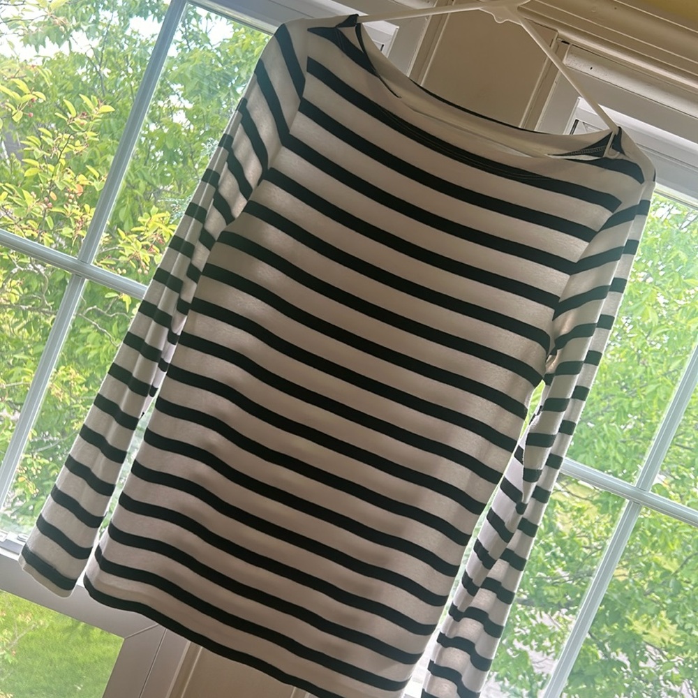Gap boat neck T-shirt, black, white stripe Pima cotton modal blend size large